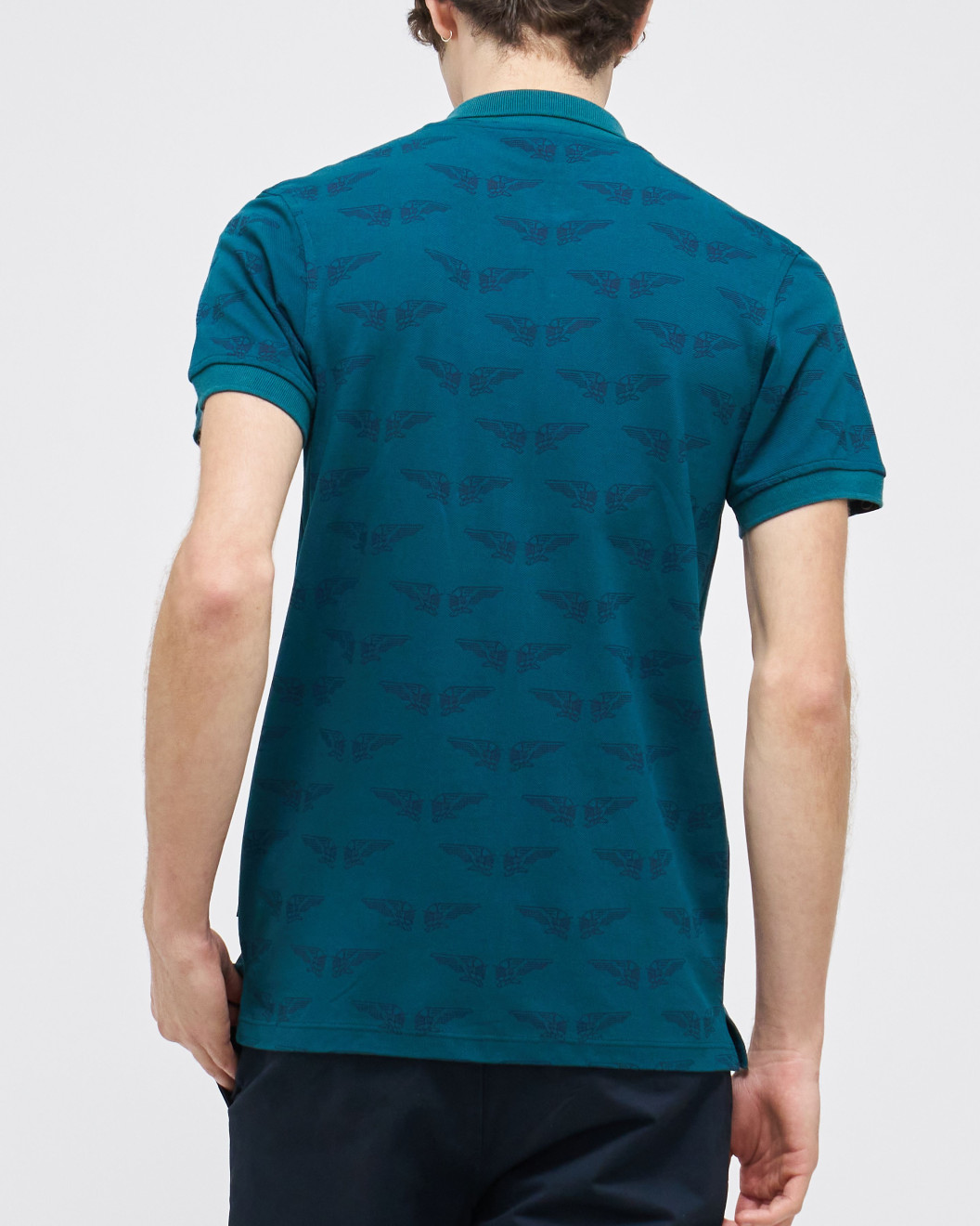 Men's Teal Pique Polo, with Angelic Templar Print and Casual Society Embossed Logo