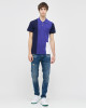 Men's Iris Blue Polo, with Navy Panel Tailoring and Casual Society Logo