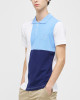 Men's White Pique Polo, with Baby Blue and Iris Blue Panels and Casual Society Logo