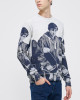 Men's Grey Loop-Back Sweatshirt with Quadrophenia Print and Embossed Velvet Embroidery