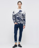 Men's Grey Loop-Back Sweatshirt with Quadrophenia Print and Embossed Velvet Embroidery