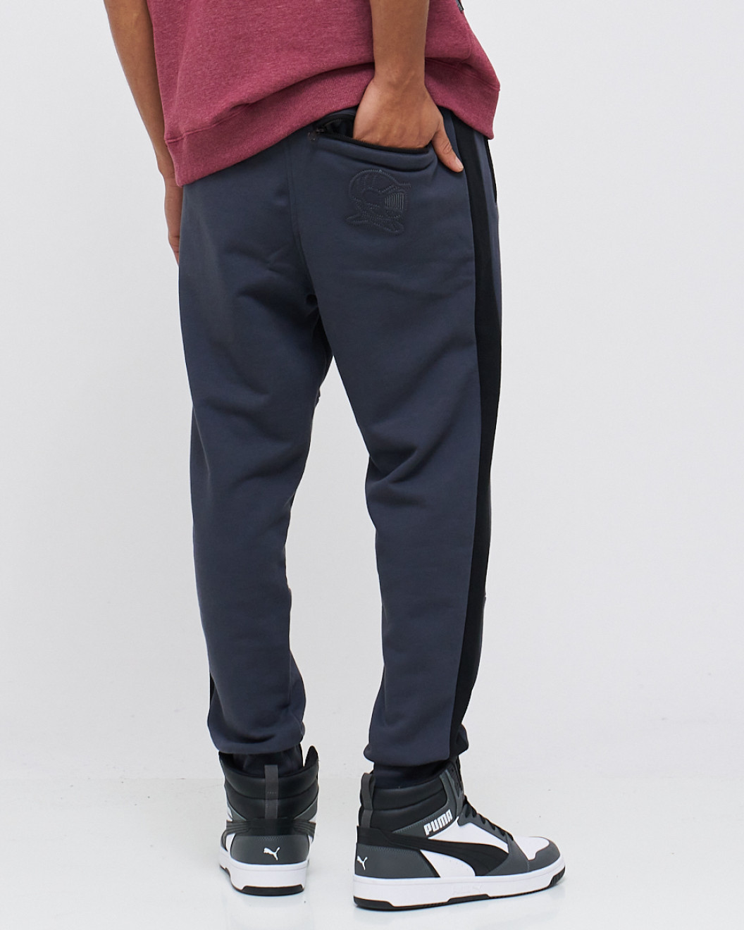 Men's Navy Grey Jogging Pants with Casual Society Embroidery