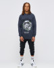 Men's Grey Loop-Back Sweatshirt, with Casual Society Velvet and Micro Leather Applique Embossed Embroidery