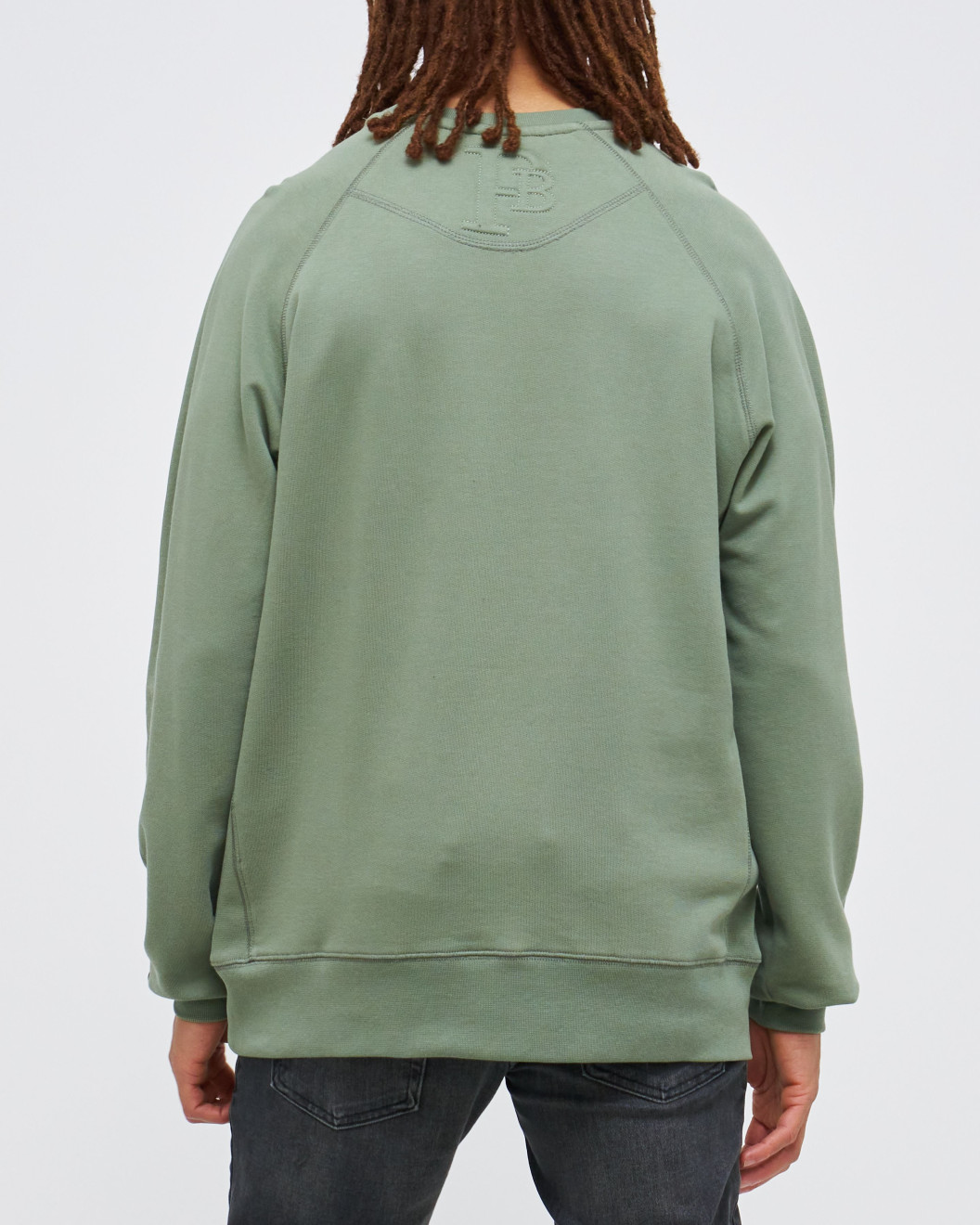 Men's Olive Loop-Back Sweatshirt, with Embossed Peaky Blinder Embroidery