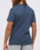 Men's Night Blue Cotton Melange T-Shirt, A Grade Rubberised Print with Velvet Logo Rear