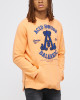 Mens, Pastel Orange Loop-Back Cotton Sweatshirt, with Casual Society Embossed Micro-Leather and Velvet Emroidery