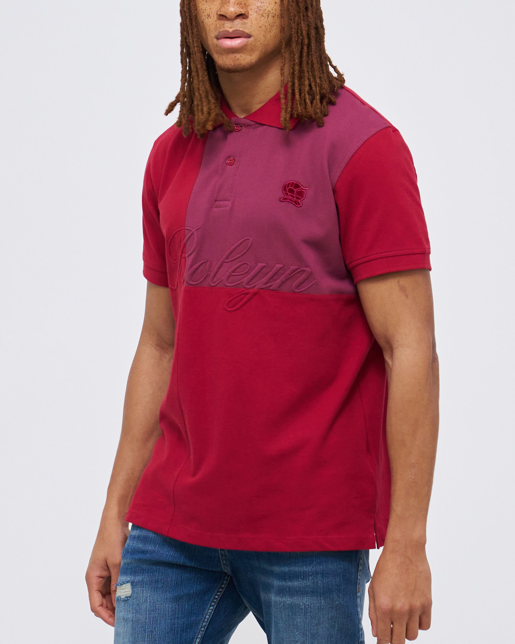 Men's Rio Red Pique Polo, with Baroque Print and Casual Emboosed Society Logo