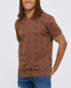 Men's Brown Pique Polo, with Soho 1964 all-over Paisley Print