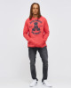 Mens Grenadine Red Loop-Back Cotton Sweatshirt, with Casual Society Embossed Micro-Leather and Velvet Emroidery