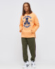 Mens, Pastel Orange Loop-Back Cotton Sweatshirt, with Casual Society Embossed Micro-Leather and Velvet Emroidery