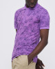 Men's Violet Pique Polo, with Autumn Leaves Print and Casual Society Logo