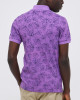 Men's Violet Pique Polo, with Autumn Leaves Print and Casual Society Logo