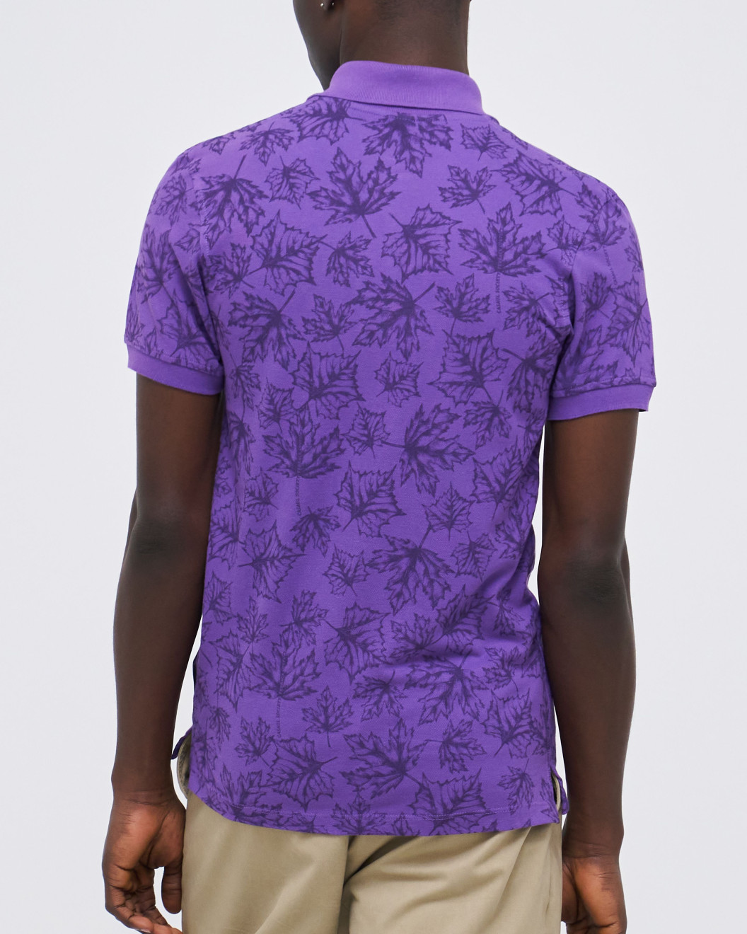 Men's Lavender Pique Polo, with Autumn Leaves Print and Casual Society Logo