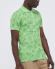 Men's Pastel Green Pique Polo, with Autumn Leaves Print and Casual Society Logo