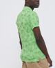 Men's Pastel Green Pique Polo, with Autumn Leaves Print and Casual Society Logo