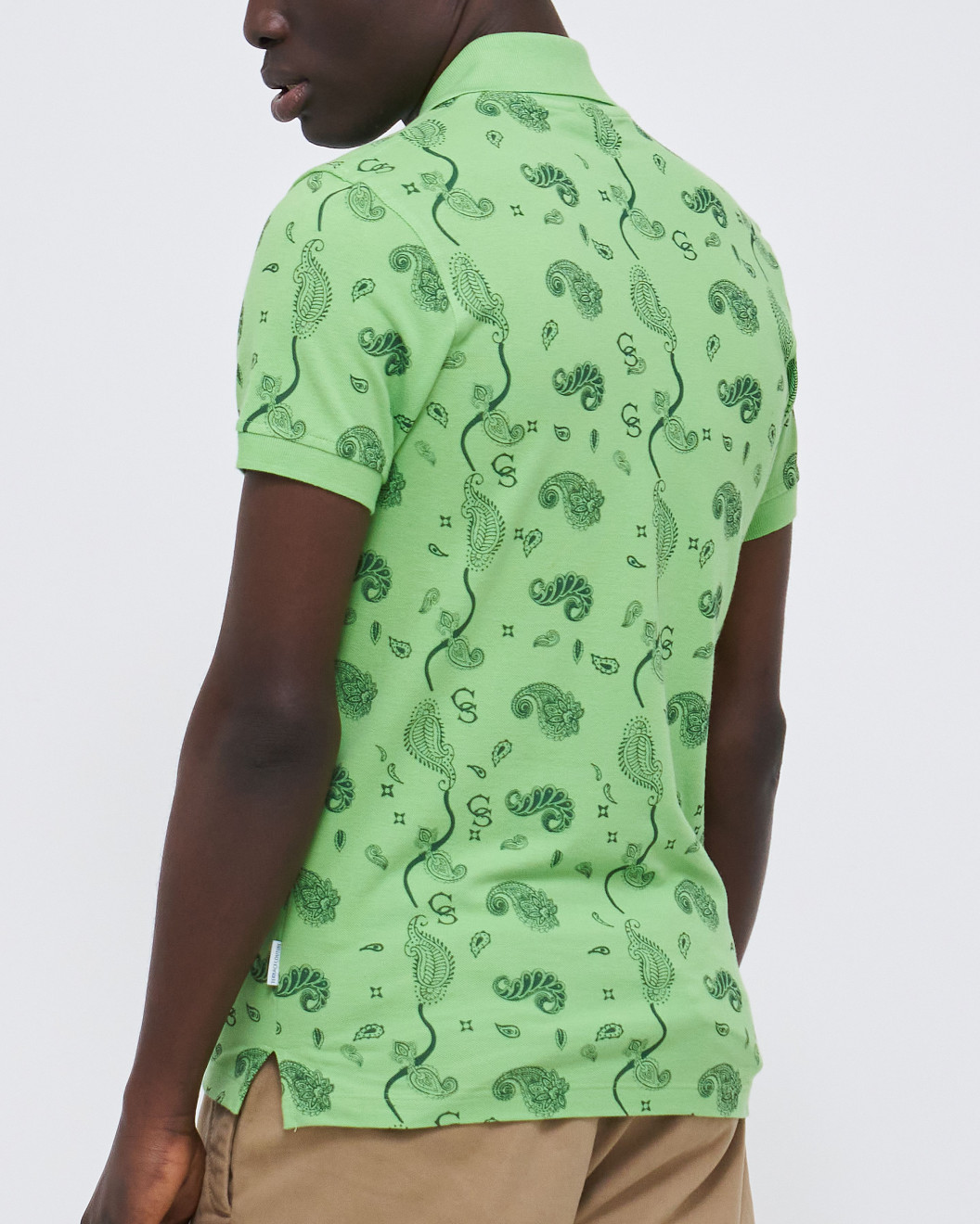 Men's Green Grass Pique Polo, with Soho 1964 all-over Paisley Print