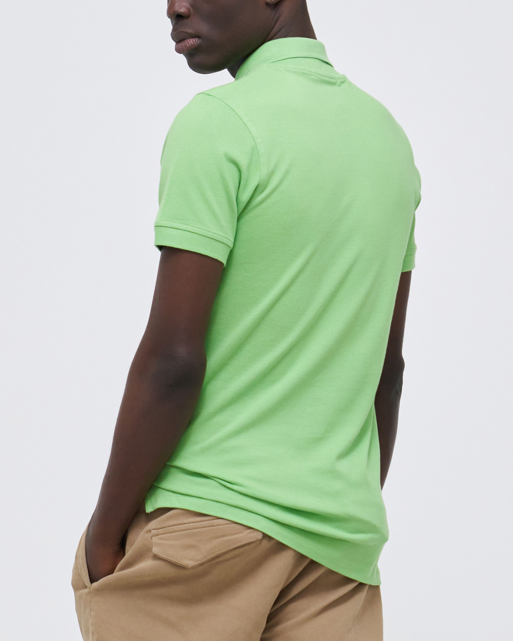 Men's Green Polo, with Contrast Geometric Panel and Casual Society Logo