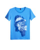 Men's Sky Blue Melange T-Shirt, with Brodie Boys Fusilier London Gas Mask in Rubber Print	