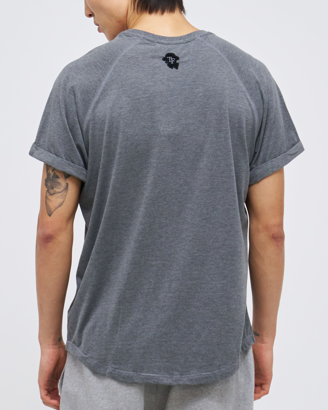 Men's Carbon Grey Crew Neck T-Shirt with Raised Rubber Print Casual Society Logo