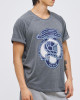 Men's Carbon Grey Crew Neck T-Shirt with Raised Rubber Print Casual Society Logo