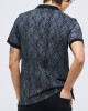 Men's Black Pique Polo, with Antique Gate Print, Featuring Casual Society Logo