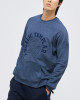 Men's Blue Loop-Back Cotton Sweatshirt, with Casual Society Embossed Micro-Leather and Velvet Embroidery