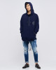 Men's Navy Loop-back Cotton Sweatshirt Parka, with Casual Society Logo in Micro-Leather Embossed Embroidery