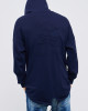 Men's Navy Loop-back Cotton Sweatshirt Parka, with Casual Society Logo in Micro-Leather Embossed Embroidery