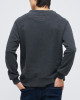 Men's Grey Loop-Back Cotton Sweatshirt, with Embossed Casual Society Micro-Leather & Velvet Embroidery