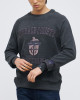 Men's Grey Loop-Back Cotton Sweatshirt, with Embossed Casual Society Micro-Leather & Velvet Embroidery