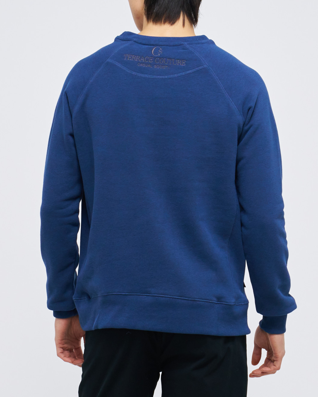 Men's Hazel Loop-Back Cotton Sweatshirt, with Embossed Casual Society Micro-Leather & Velvet Embroidery