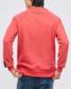 Men's Grenadine Red Loop-Back Cotton Sweatshirt with Micro-Leather & Velvet Embossed Embroidery