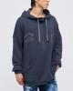 Men's Grey Loop-back Cotton Sweatshirt Parka, with Casual Society Logo in Micro-Leather Embossed Embroidery