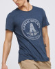 Men's Night Blue Cotton Melange T-Shirt, with A Grade Embossed Rubber Print, & Embroidery Velvet Logo Rear