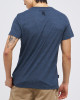 Men's Night Blue Cotton Melange T-Shirt, with A Grade Embossed Rubber Print, & Embroidery Velvet Logo Rear