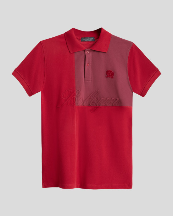 Men's Rio Red Pique Polo, with Baroque Print and Casual Emboosed ...