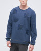 Men's Blue Loop-Back Cotton Sweatshirt, with Casual Society Micro-Leather Embroidery