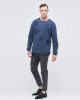 Men's Blue Loop-Back Cotton Sweatshirt, with Casual Society Micro-Leather Embroidery