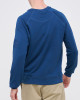 Men's Navy Loop-Back Cotton Sweatshirt, Quilted Fabric with Micro-Leather and Velvet Applique