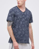 Men's Anthracite Grey Cotton Melange T-Shirt, Autumn Leaves with Velvet Casual Society Logo Rear