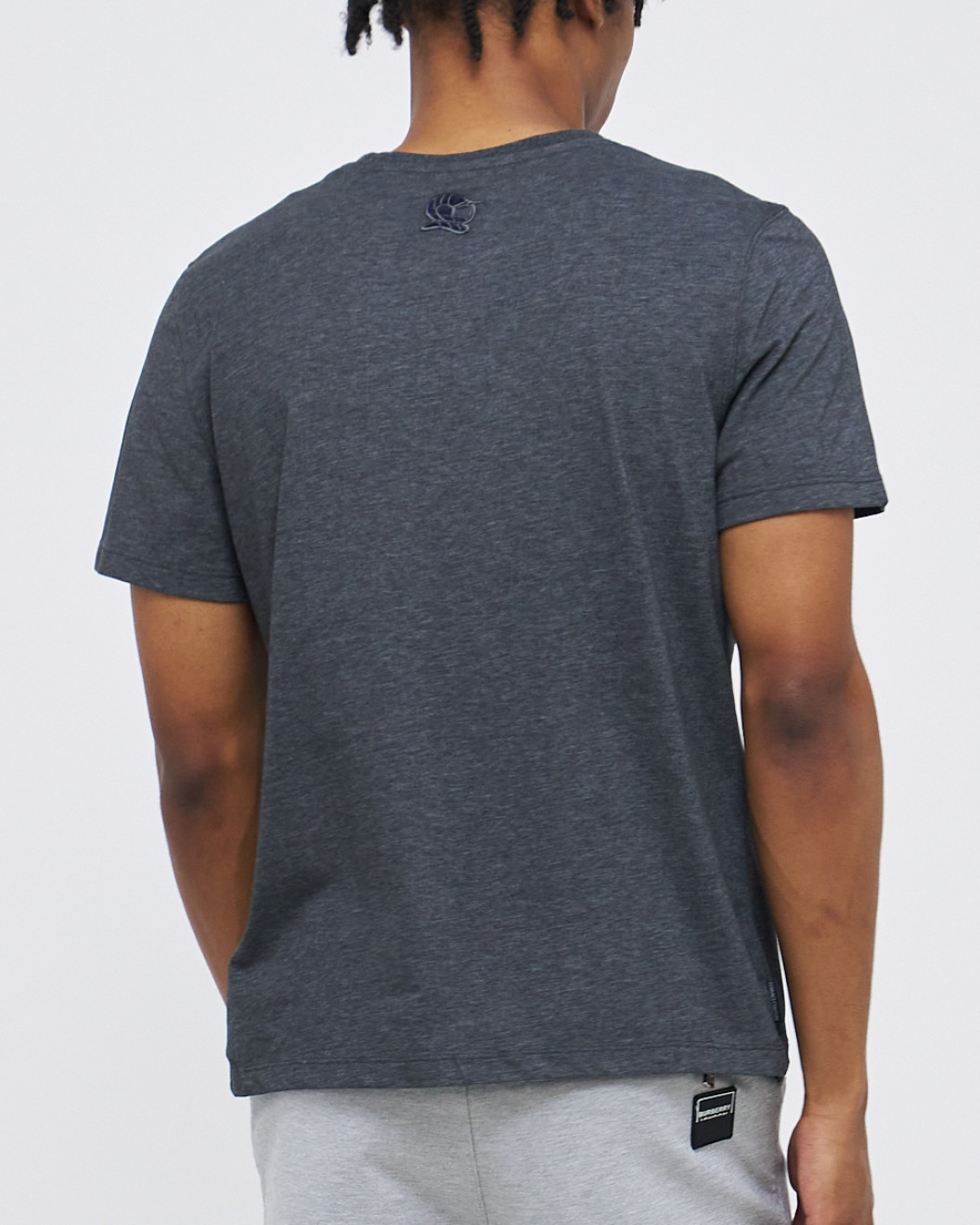 Men's Anthracite Grey Cotton Melange T-Shirt, with Flock Personal Protective Clothing Print in Light Grey & White