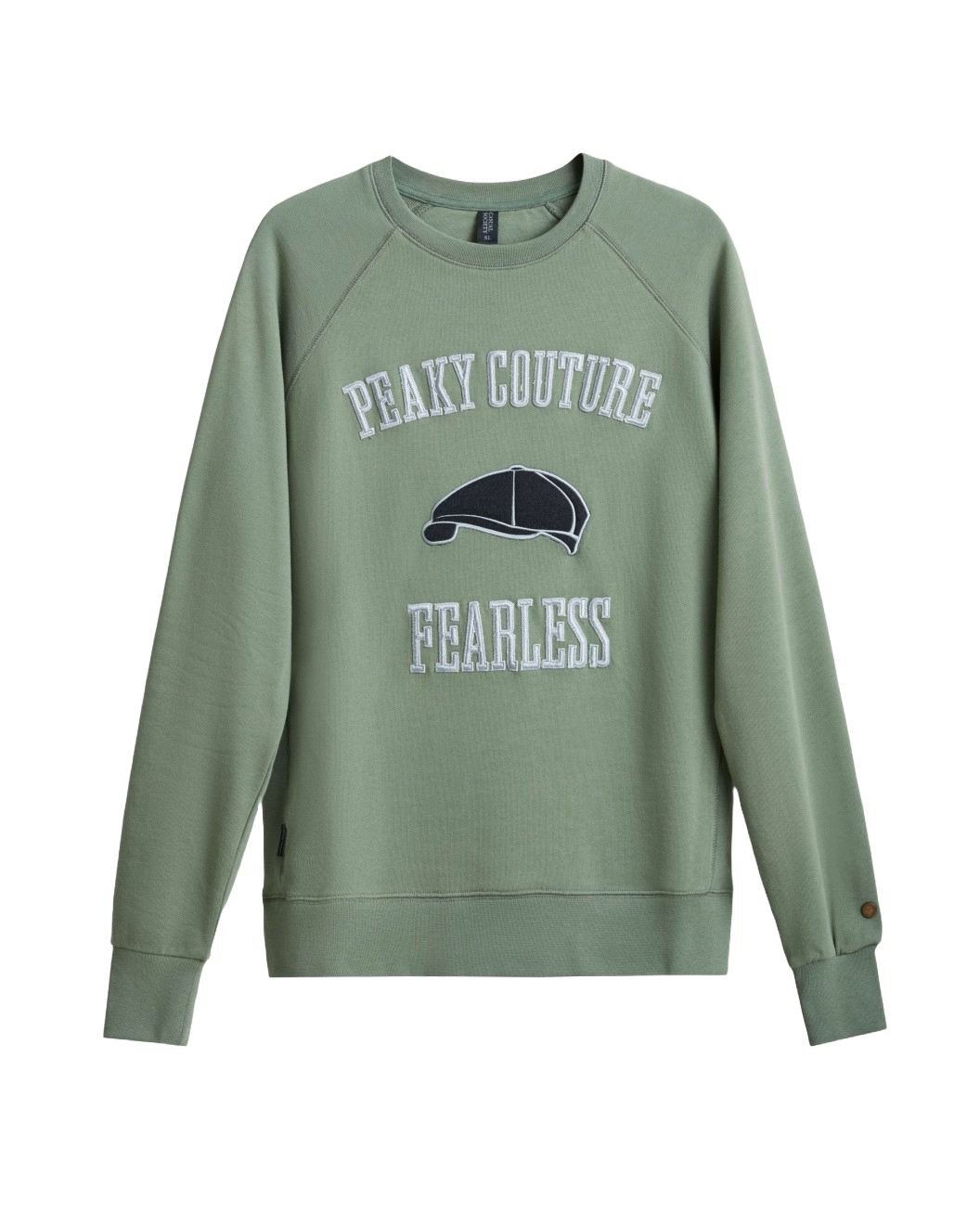 Men's Olive Loop-Back Sweatshirt, with Embossed Peaky Blinder Embroidery