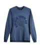 Men's Blue Loop-Back Cotton Sweatshirt, with Casual Society Embossed Micro-Leather and Velvet Embroidery