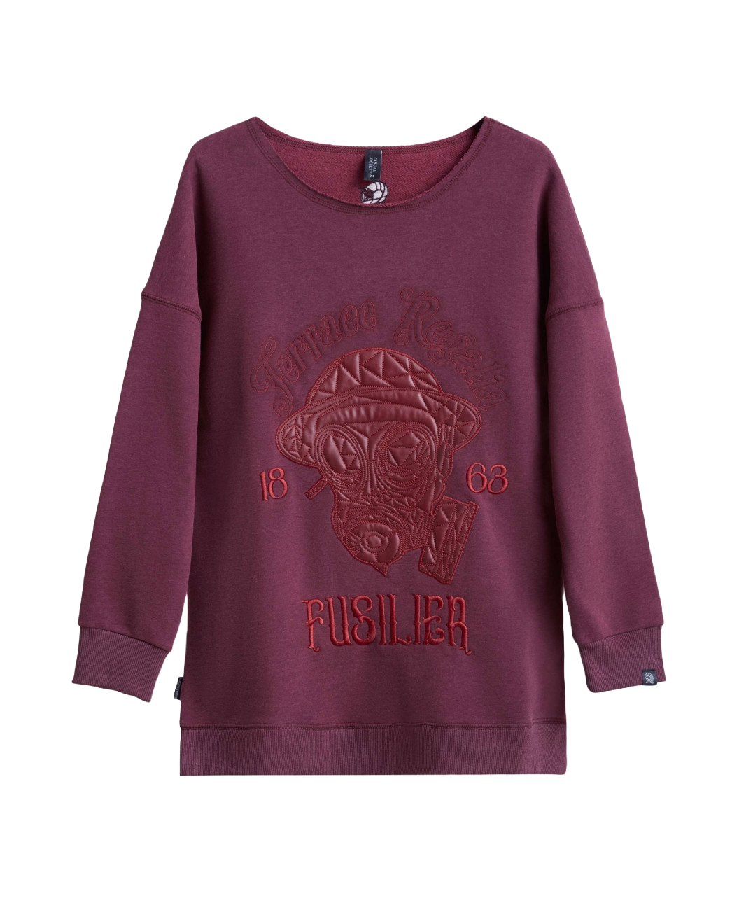 Men's Bordeux Loop-Back Sweatshirt, with Casual Society Fusilier Micro-Leather Applique Embroidery 