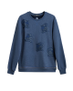 Men's Blue Loop-Back Cotton Sweatshirt, with Casual Society Micro-Leather Embroidery