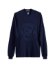 Men's Navy Loop-Back Cotton Sweatshirt, with Casual Society Embossed Micro-Leather and Velvet Emroidery