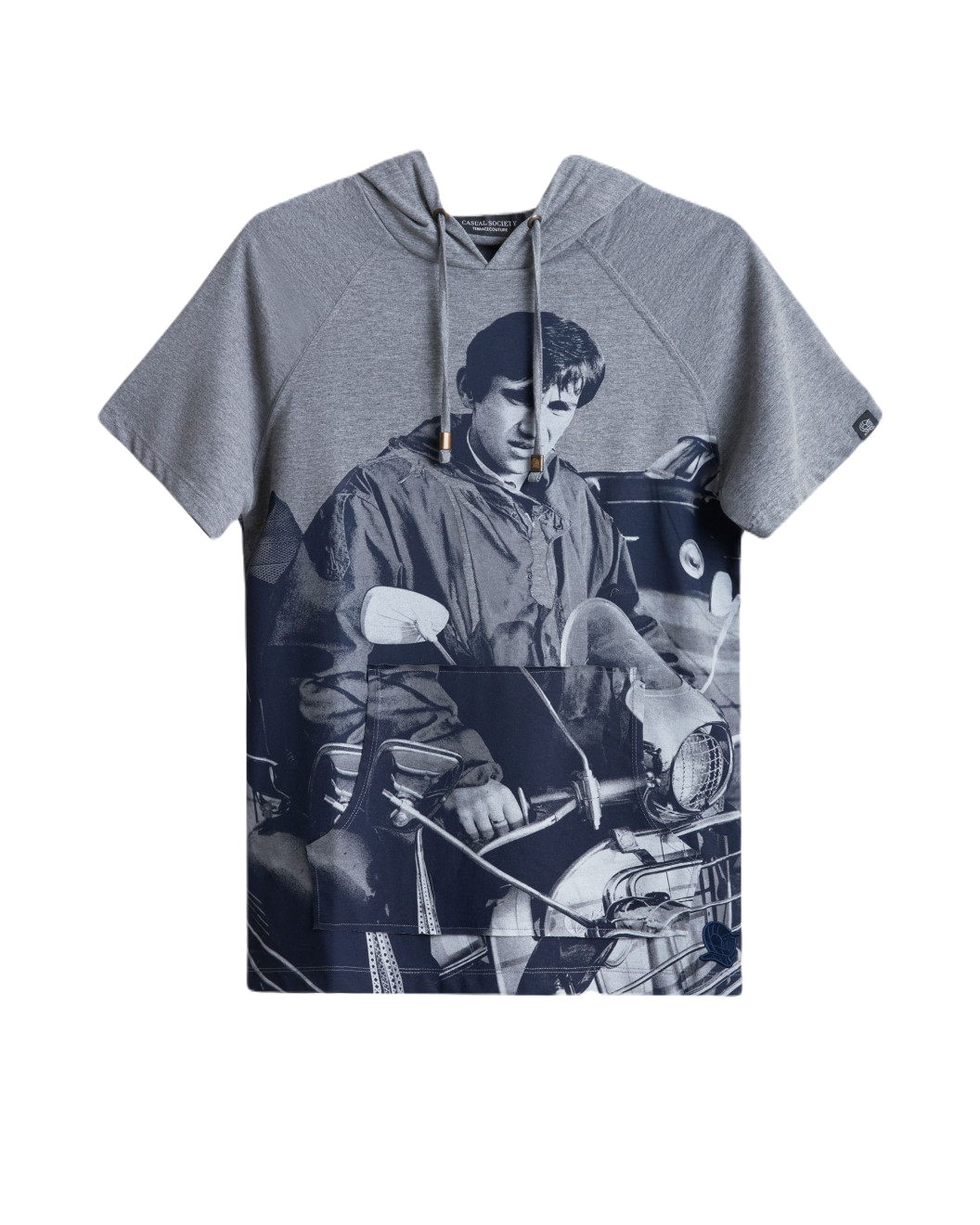 Men's Statue Grey, Hooded Single Jersey T-Shirt, Jimmy Quadrophenia Scooter Print