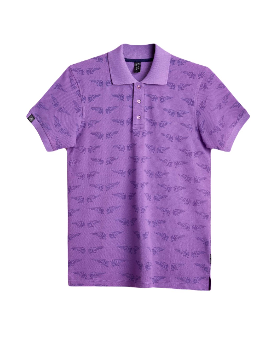 Men's Lavender Pique Polo, with Angelic Templar Print and Casual Society Logo