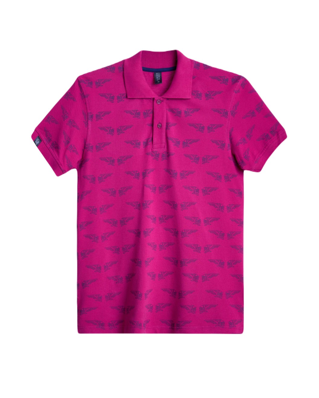 Men's Fuschia Pink  Pique Polo, with Angelic Templar Print and Casual Society Embossed Logo