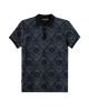 Men's Black Pique Polo, with Baroque Print and Casual Emboosed Society Logo